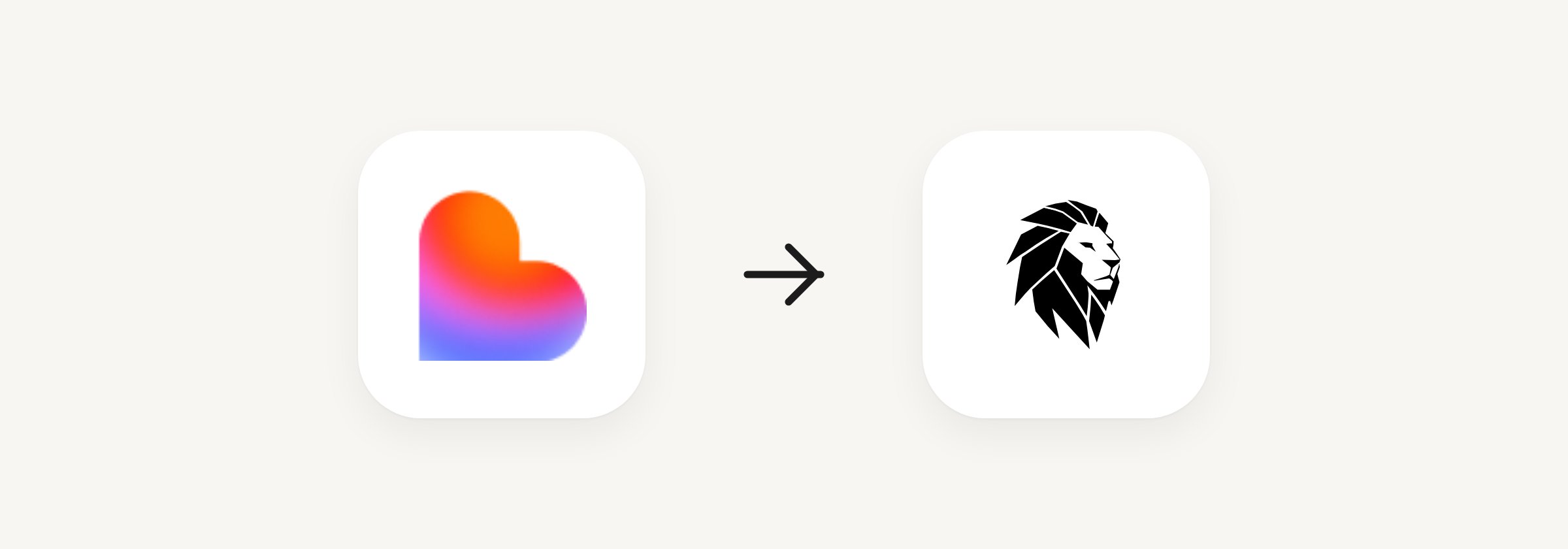 The Lovable logo, an arrow, and the Hercules logo
