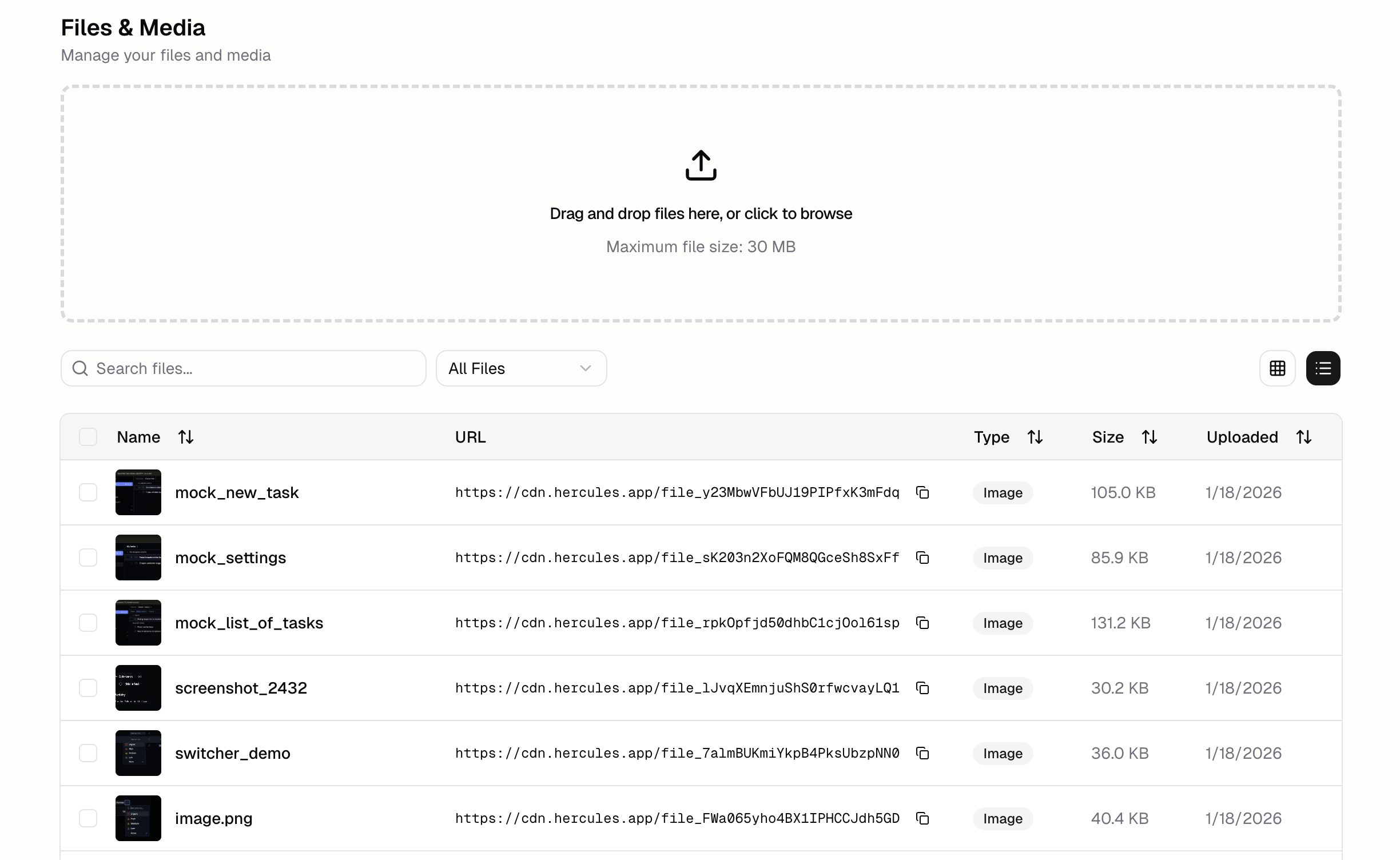 Files and media management