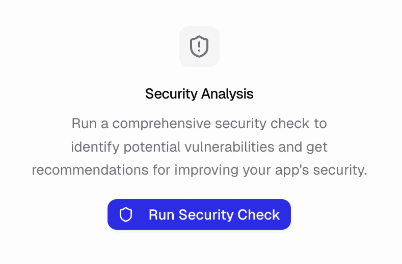 Security audit results with severity levels and findings