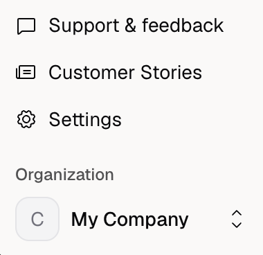 Support and feedback button in Hercules sidebar