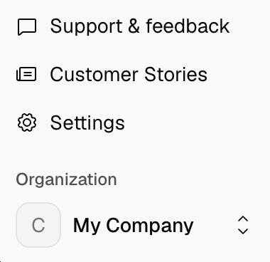 Support and feedback button in Hercules sidebar