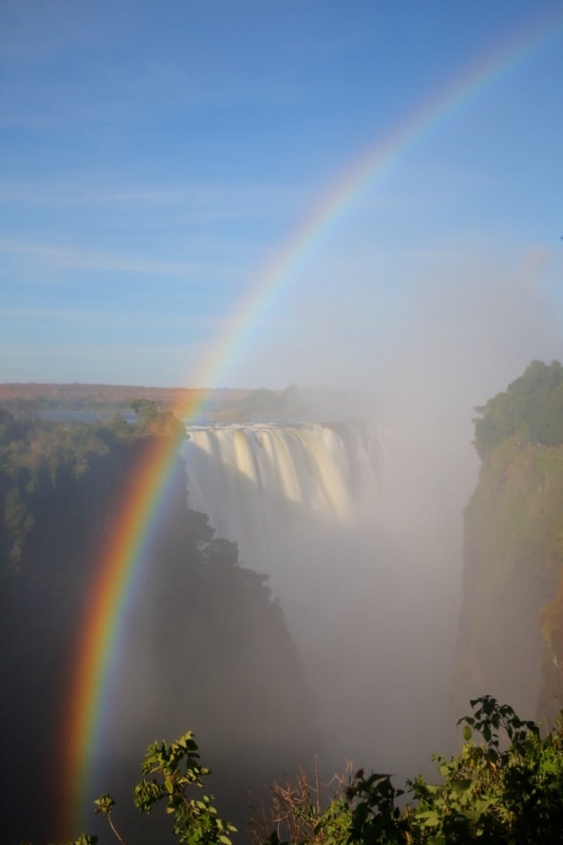 Victoria Falls with rainbow