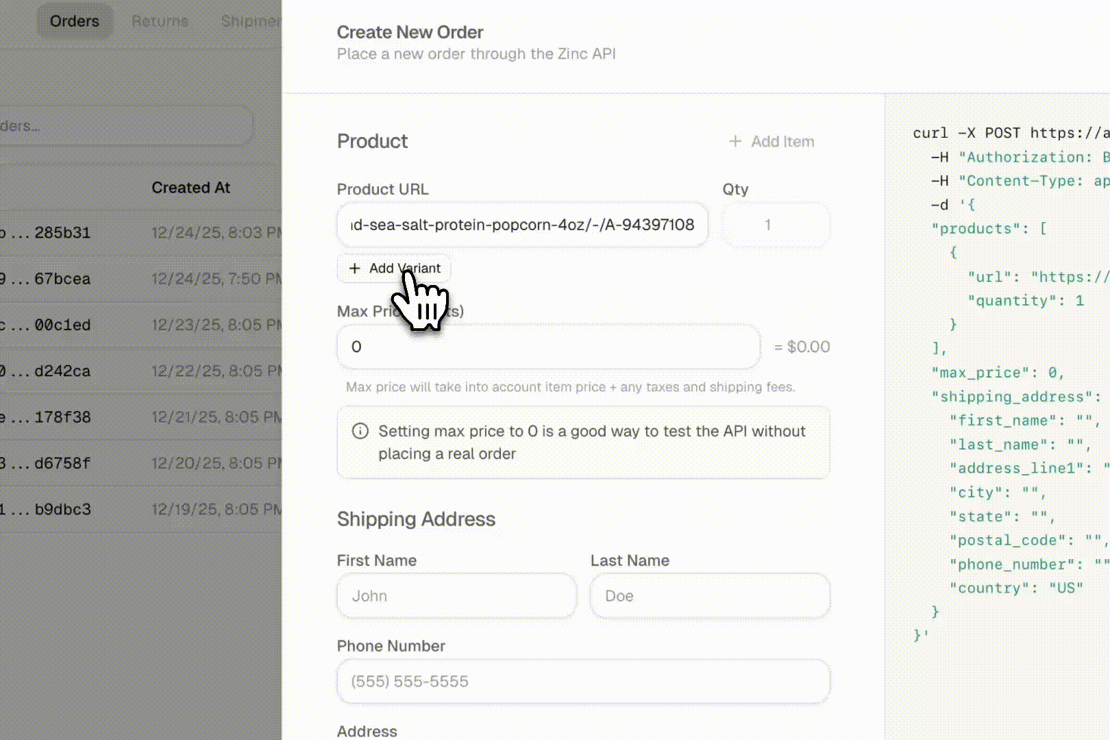 Better test order flow