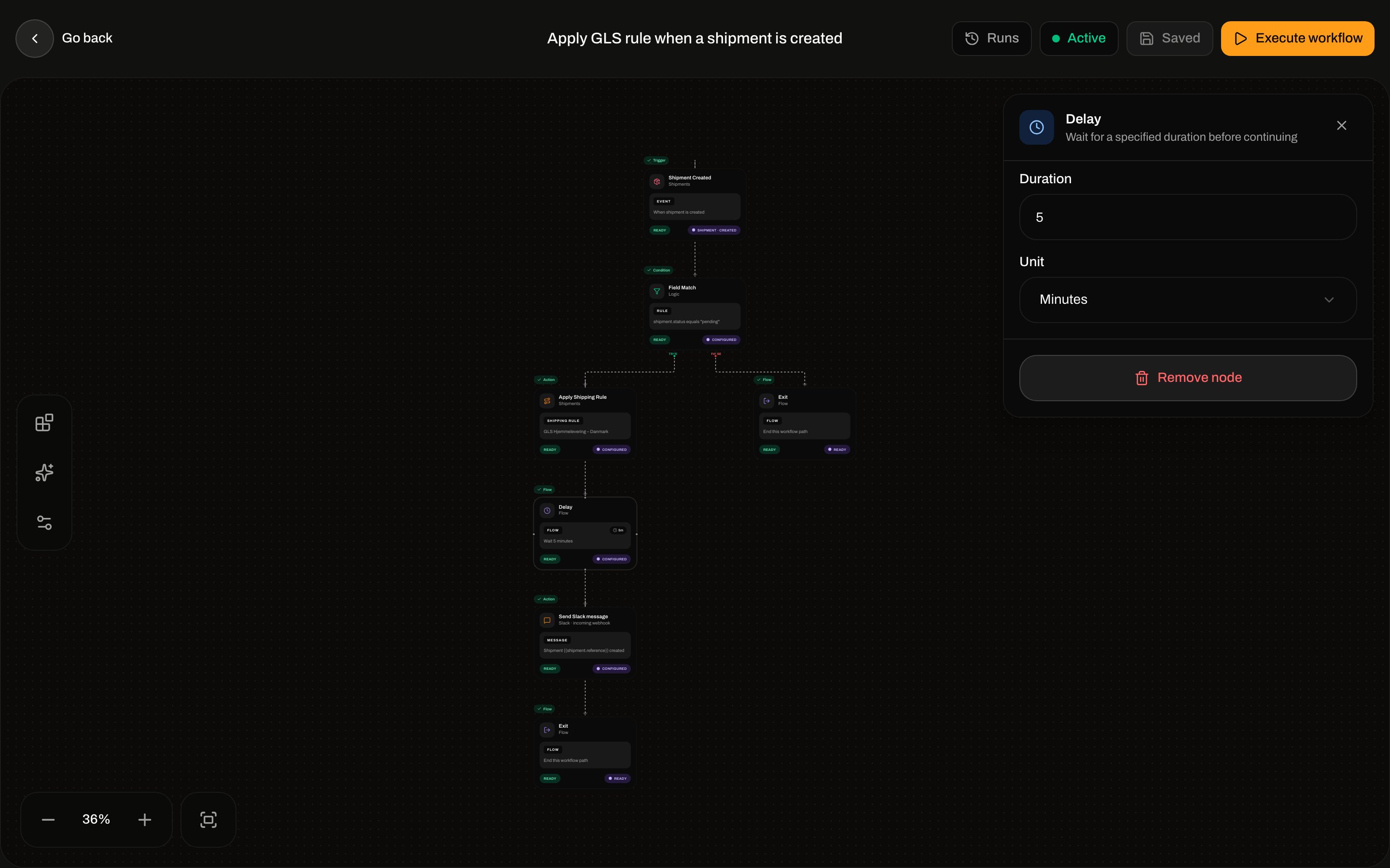 Delay inspector with Duration 5 and Unit Minutes