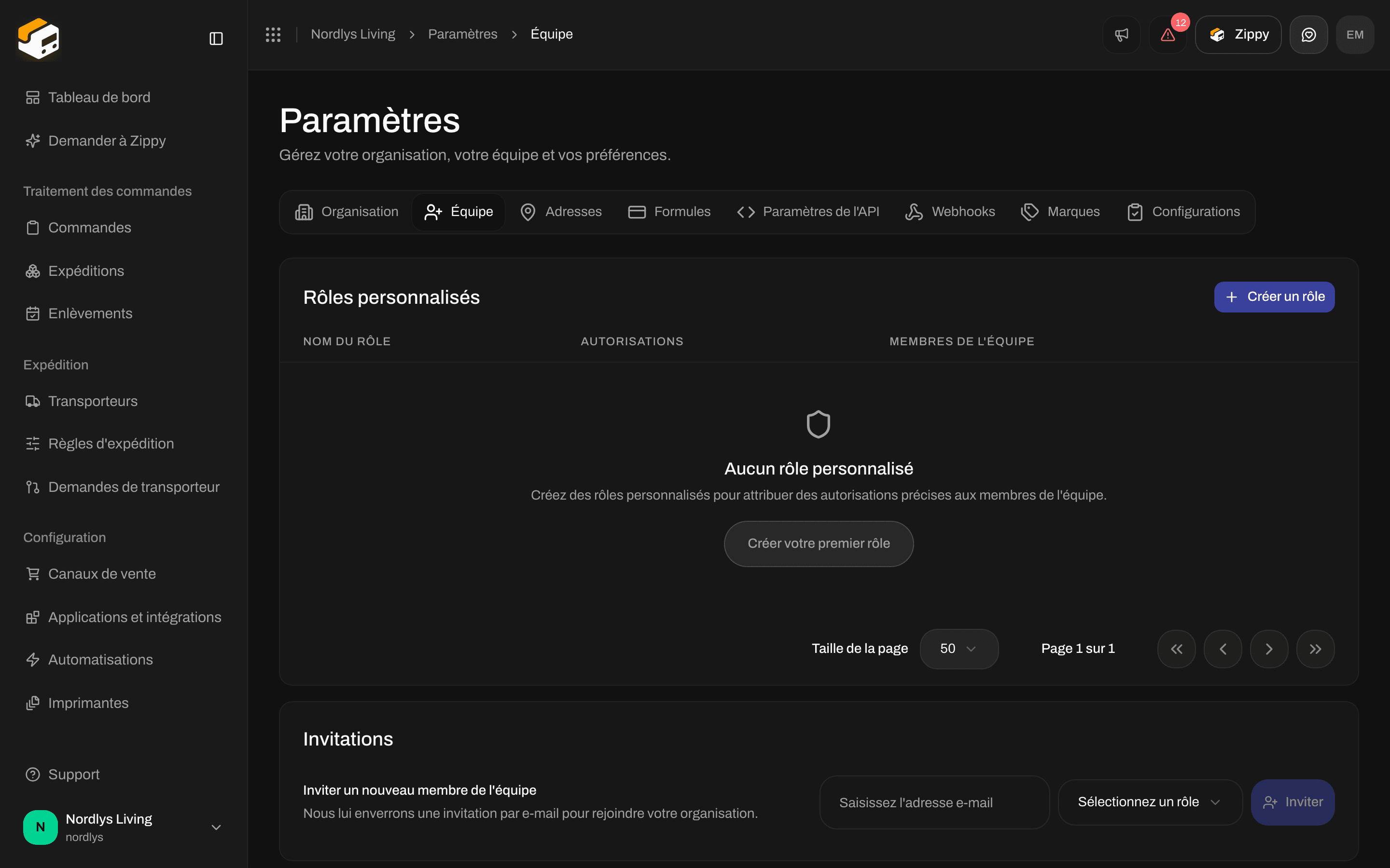 État vide des rôles personnalisés avec Créer un rôle et Créer votre premier rôle