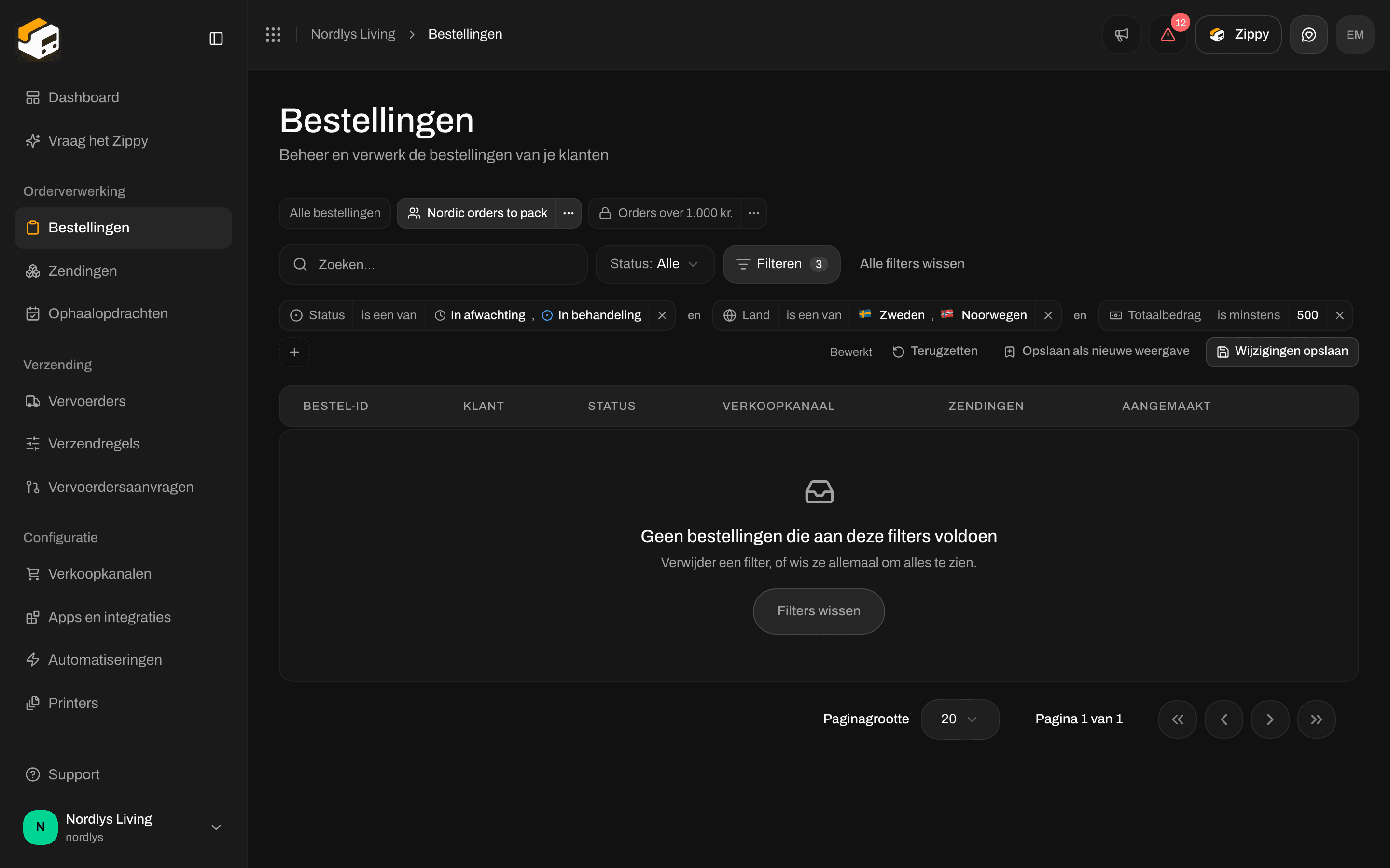 Balk met weergaven die Edited toont naast de knoppen Reset, Save as new view en Save changes