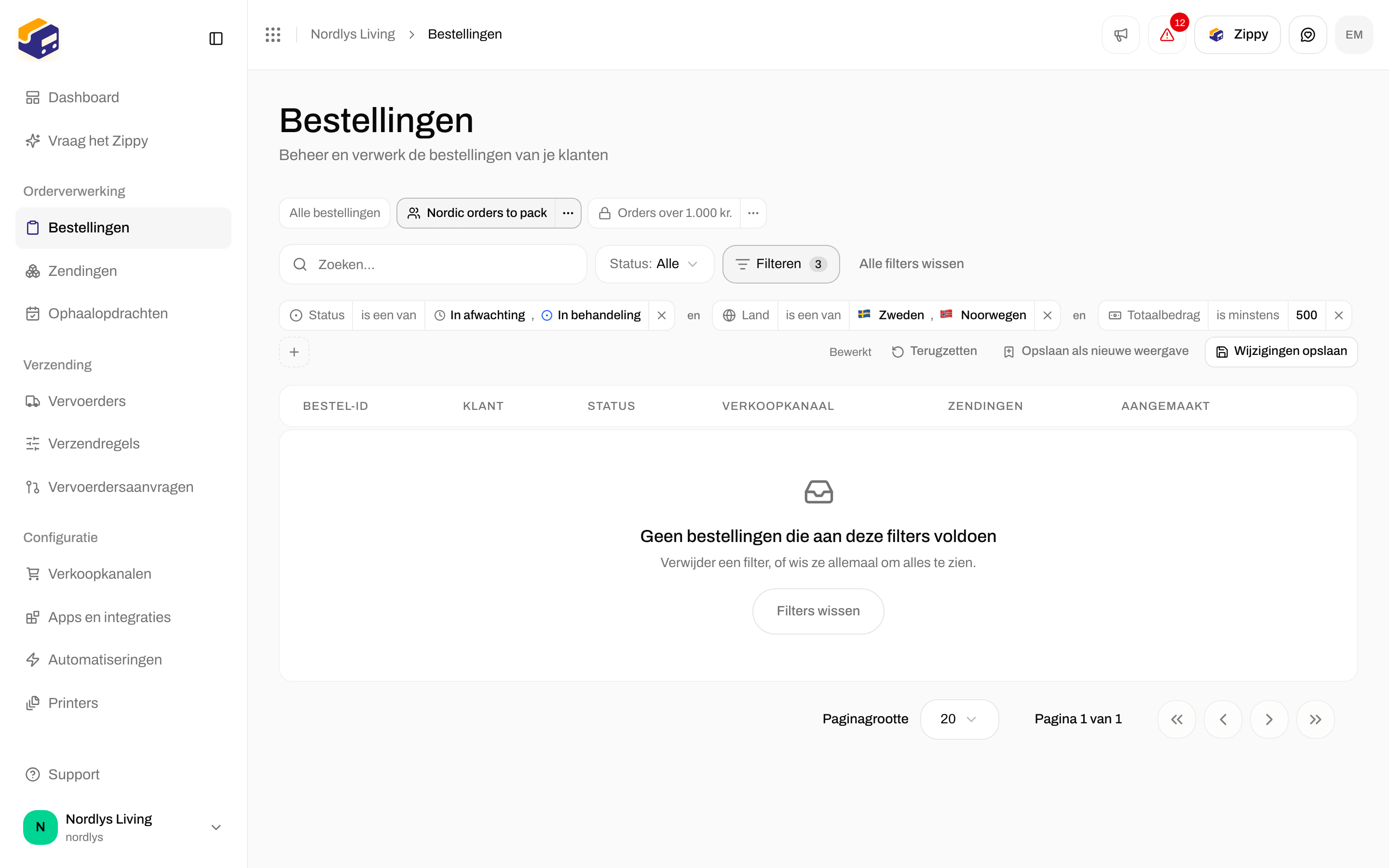 Balk met weergaven die Edited toont naast de knoppen Reset, Save as new view en Save changes