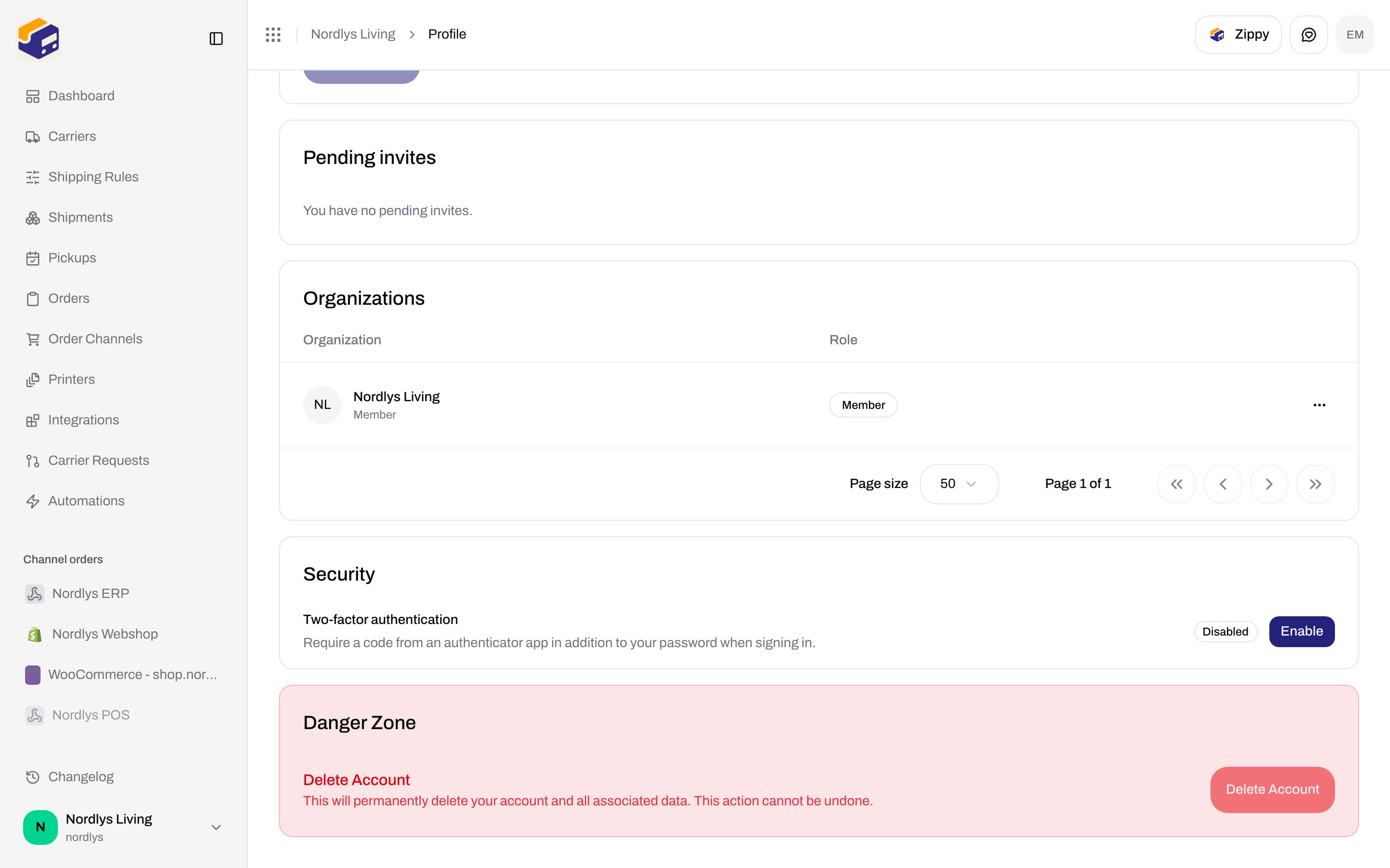 Security card with Two-factor authentication badge and Enable