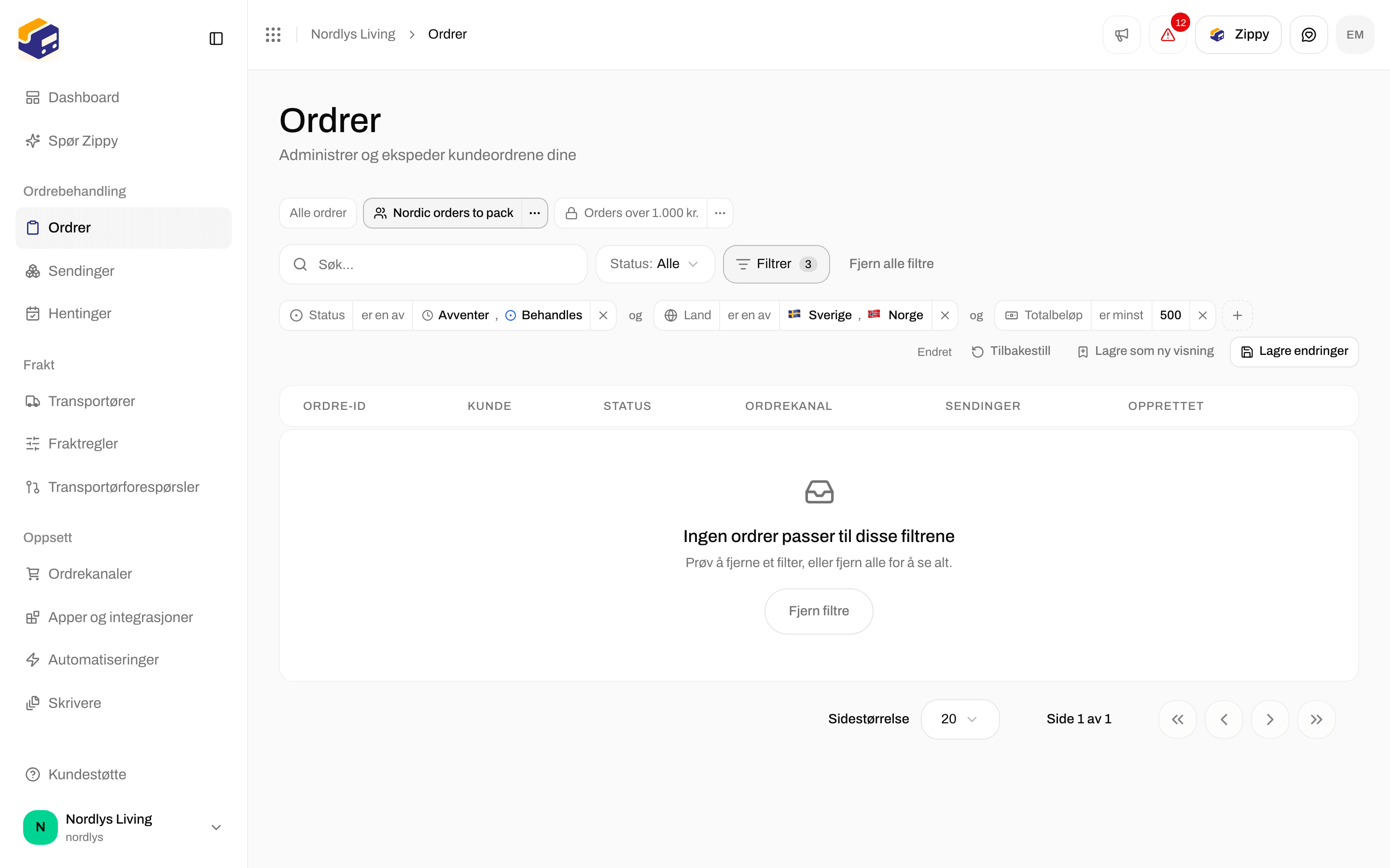 Visningslinjen som viser Edited ved siden av knappene Reset, Save as new view og Save changes