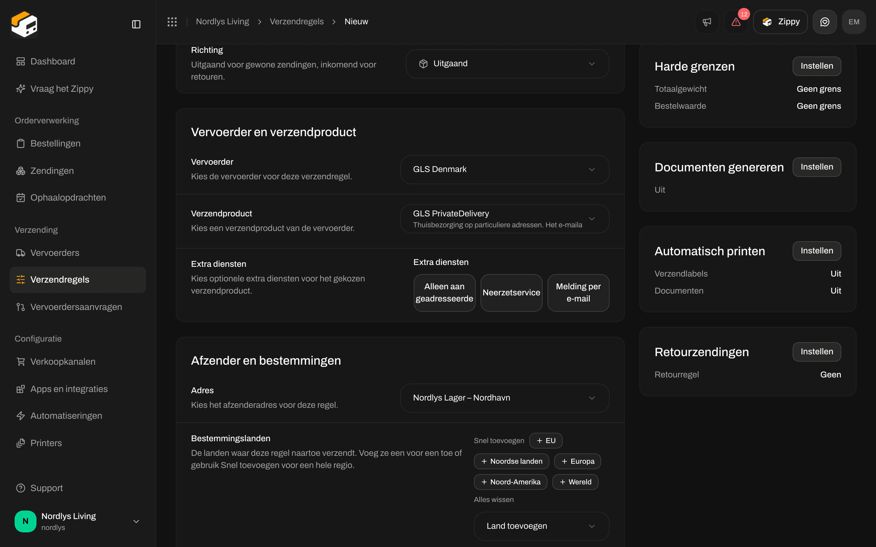 Harde grenzen met Minimum en Maximum voor totaalgewicht en bestelwaarde