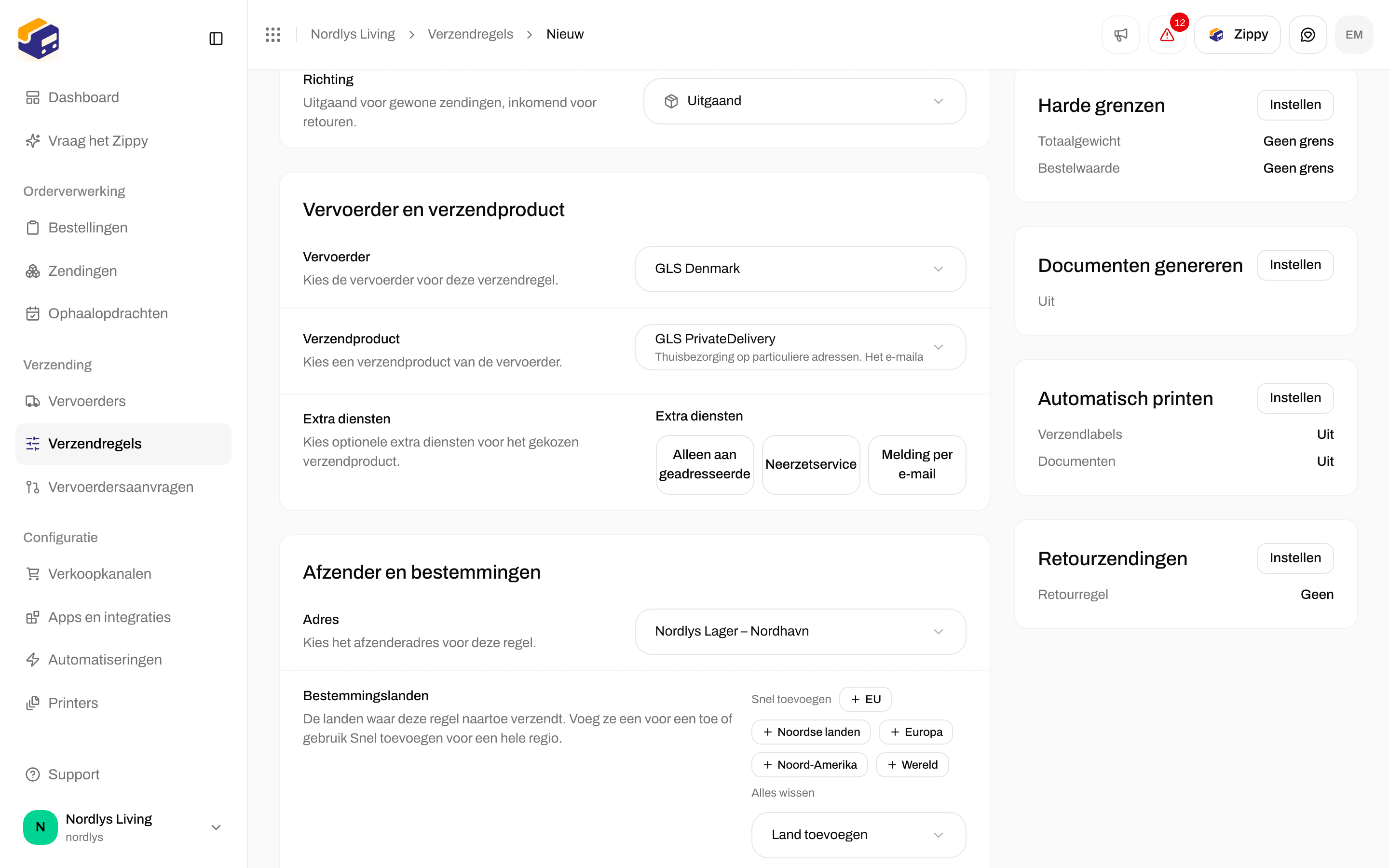 Harde grenzen met Minimum en Maximum voor totaalgewicht en bestelwaarde
