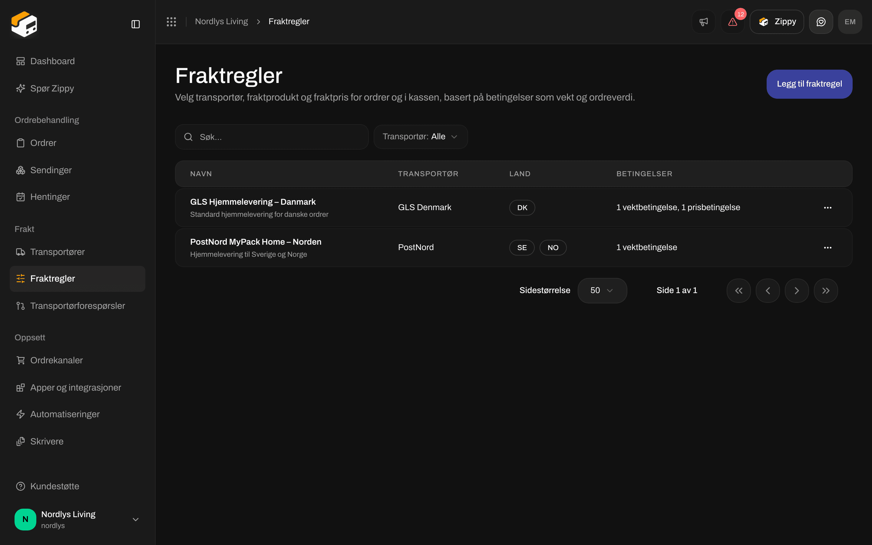 Listen Alle regler med GLS Hjemmelevering – Danmark og PostNord MyPack Home – Norden