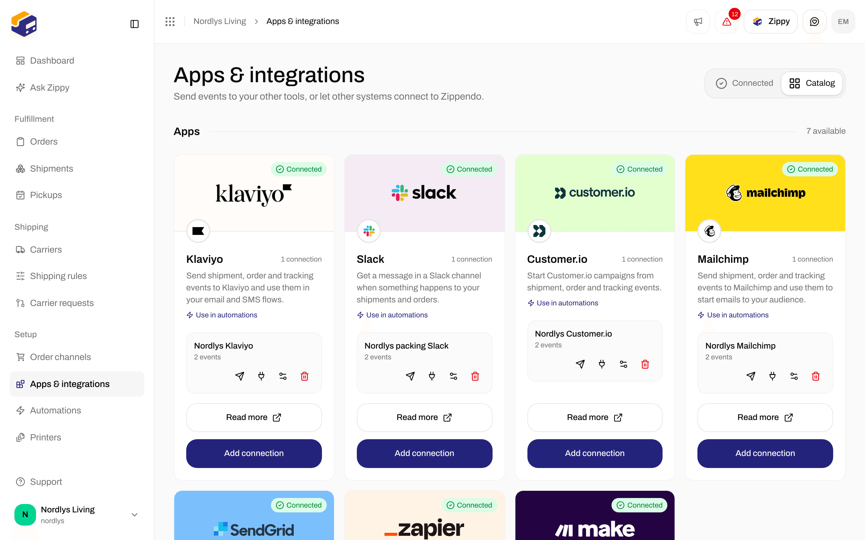 Catalog with Klaviyo, Slack, Customer.io, Mailchimp, SendGrid, Zapier, and Make