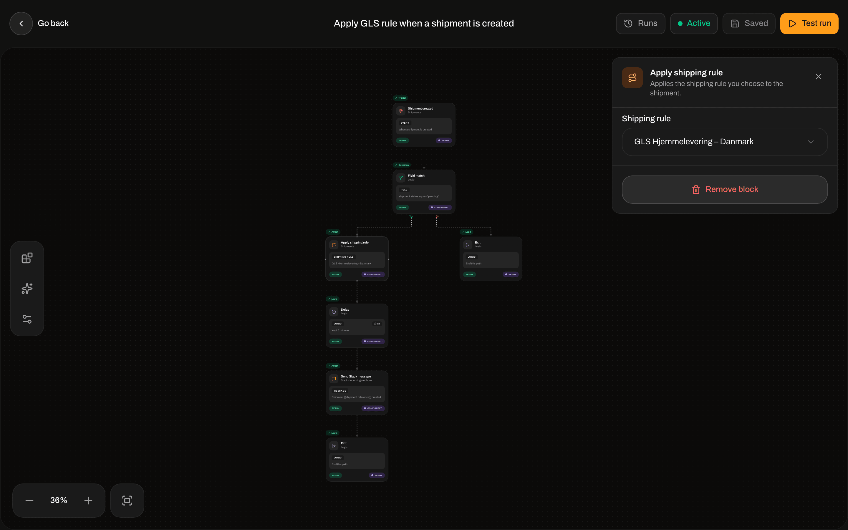 Apply shipping rule settings with the Shipping rule list