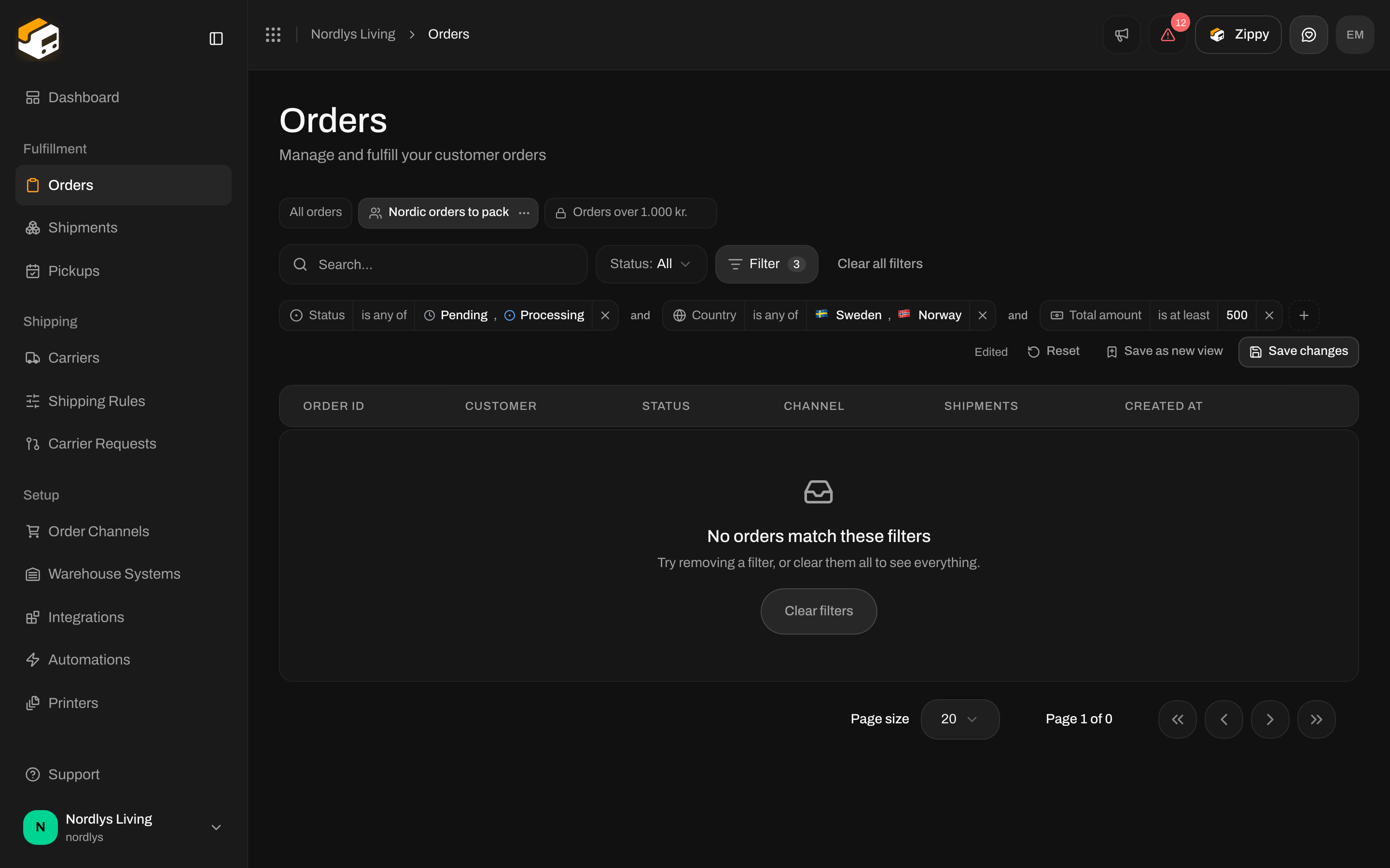 Views bar showing Edited next to Reset, Save as new view and Save changes buttons
