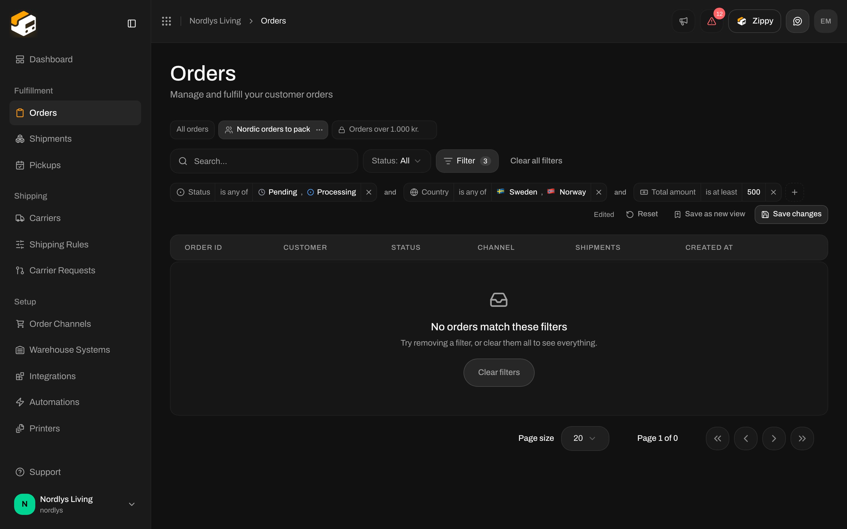 Views bar showing Edited next to Reset, Save as new view and Save changes buttons