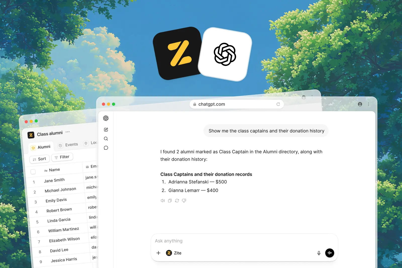 Zite app connected with ChatGPT