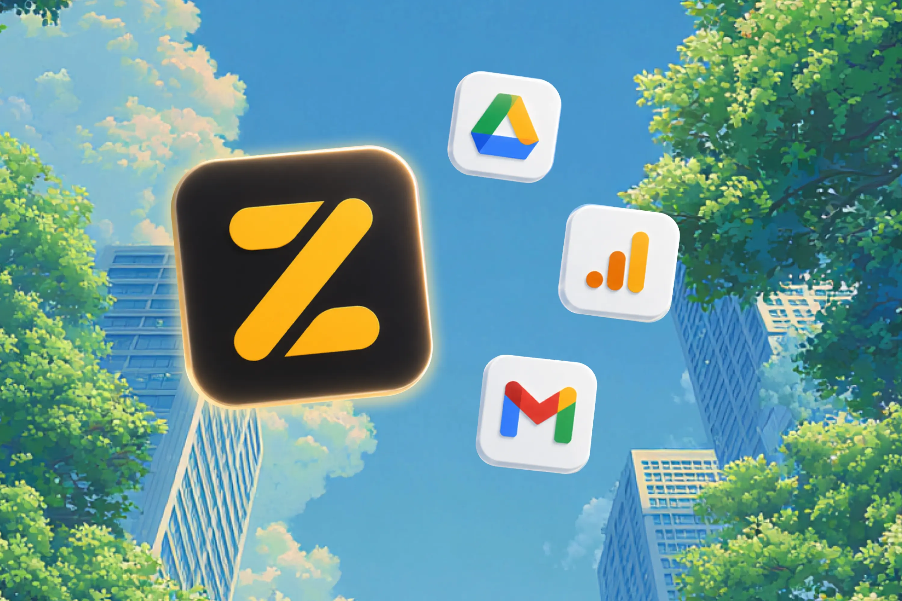 Zite connected with Gmail, Google Drive, and Google Analytics