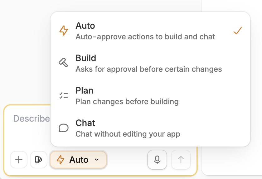 Mode selector with Auto mode selected