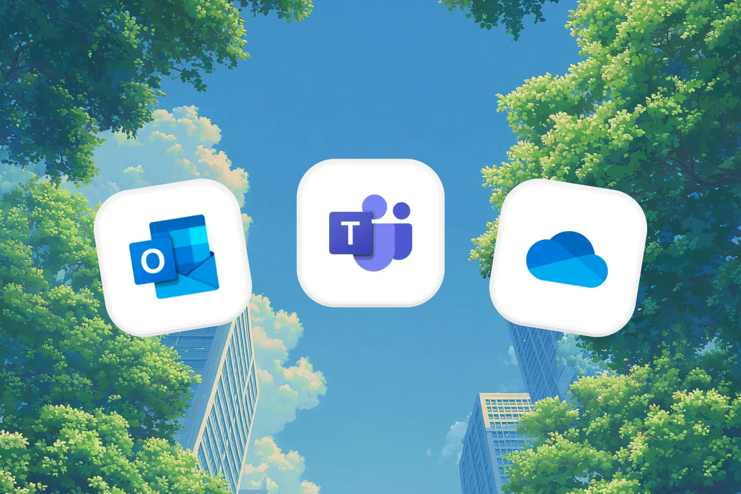Microsoft Outlook, Teams, and OneDrive integration icons
