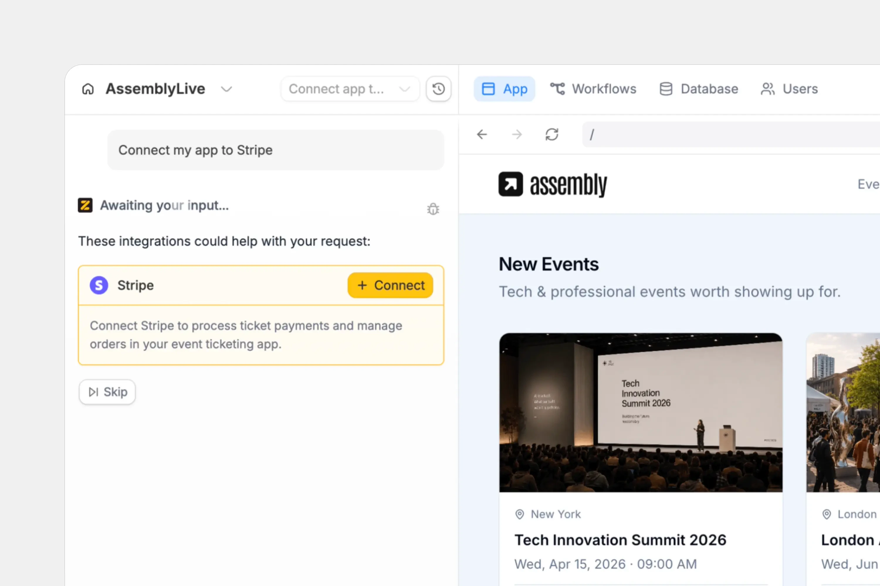 Zite suggesting Stripe as an integration to connect