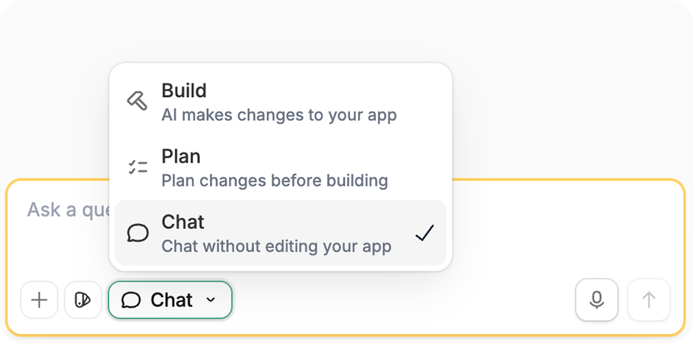 Mode selector with Chat mode selected