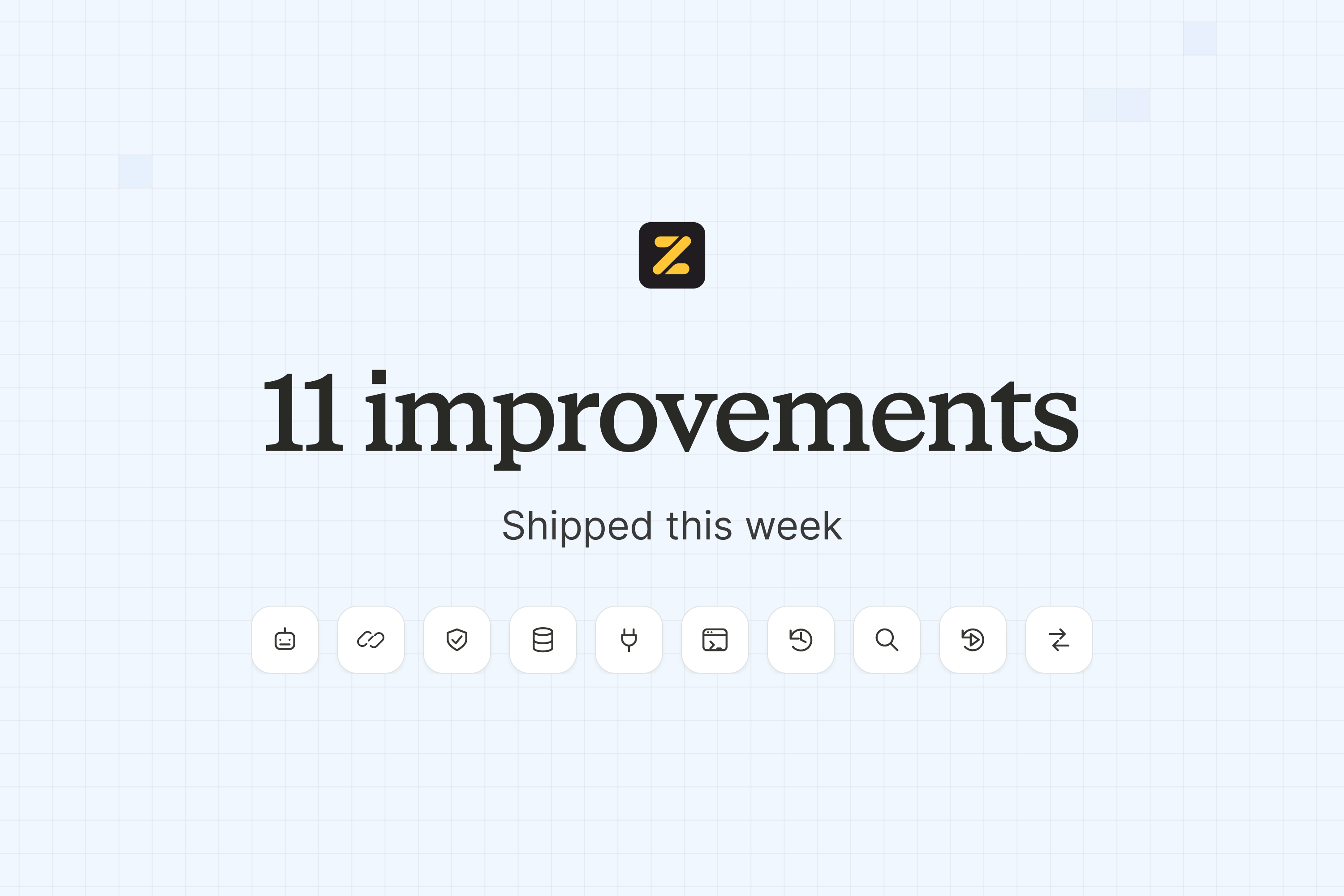 11 improvements shipped this week, with icons representing the latest Zite updates