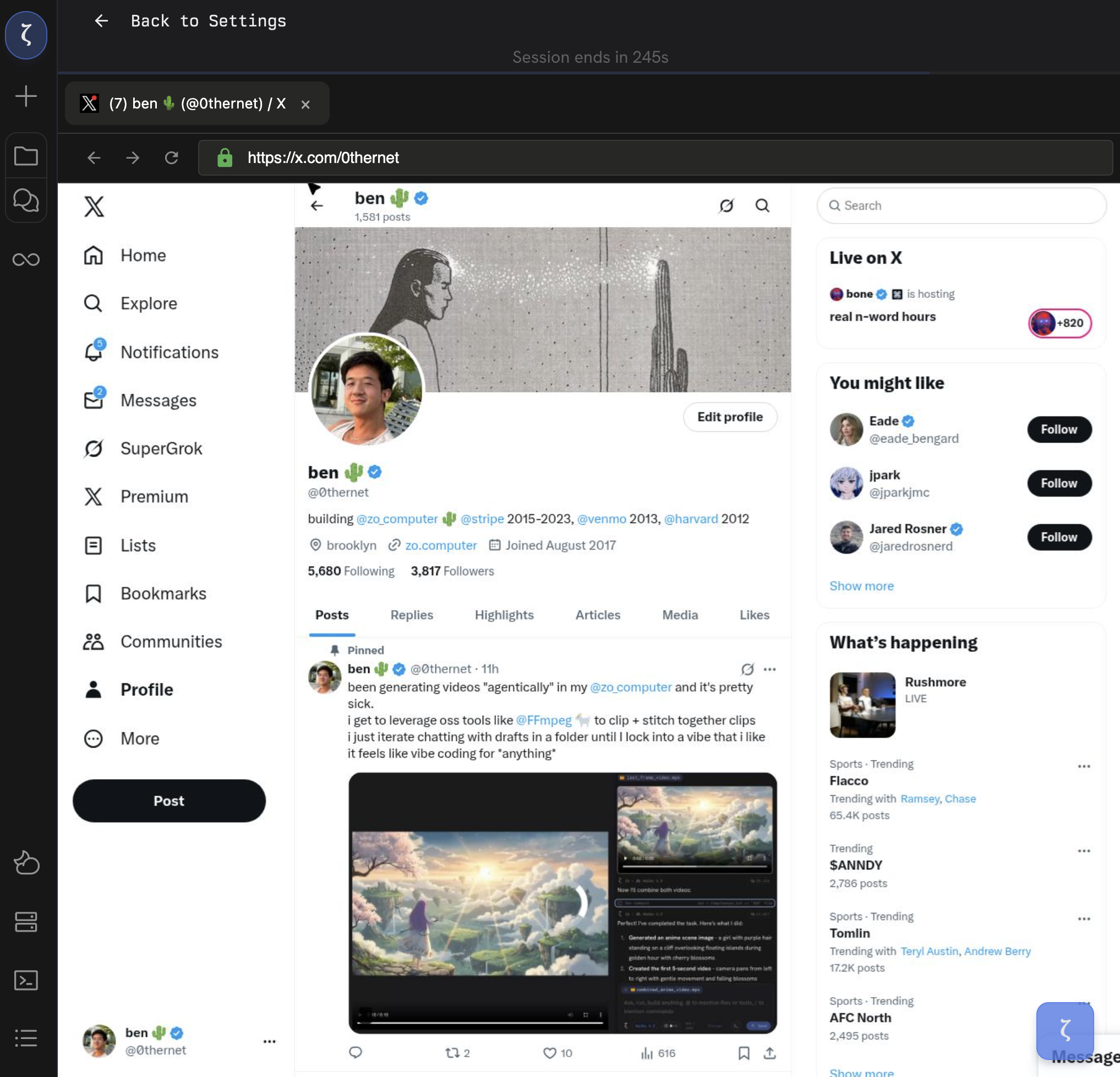 Zo's browser