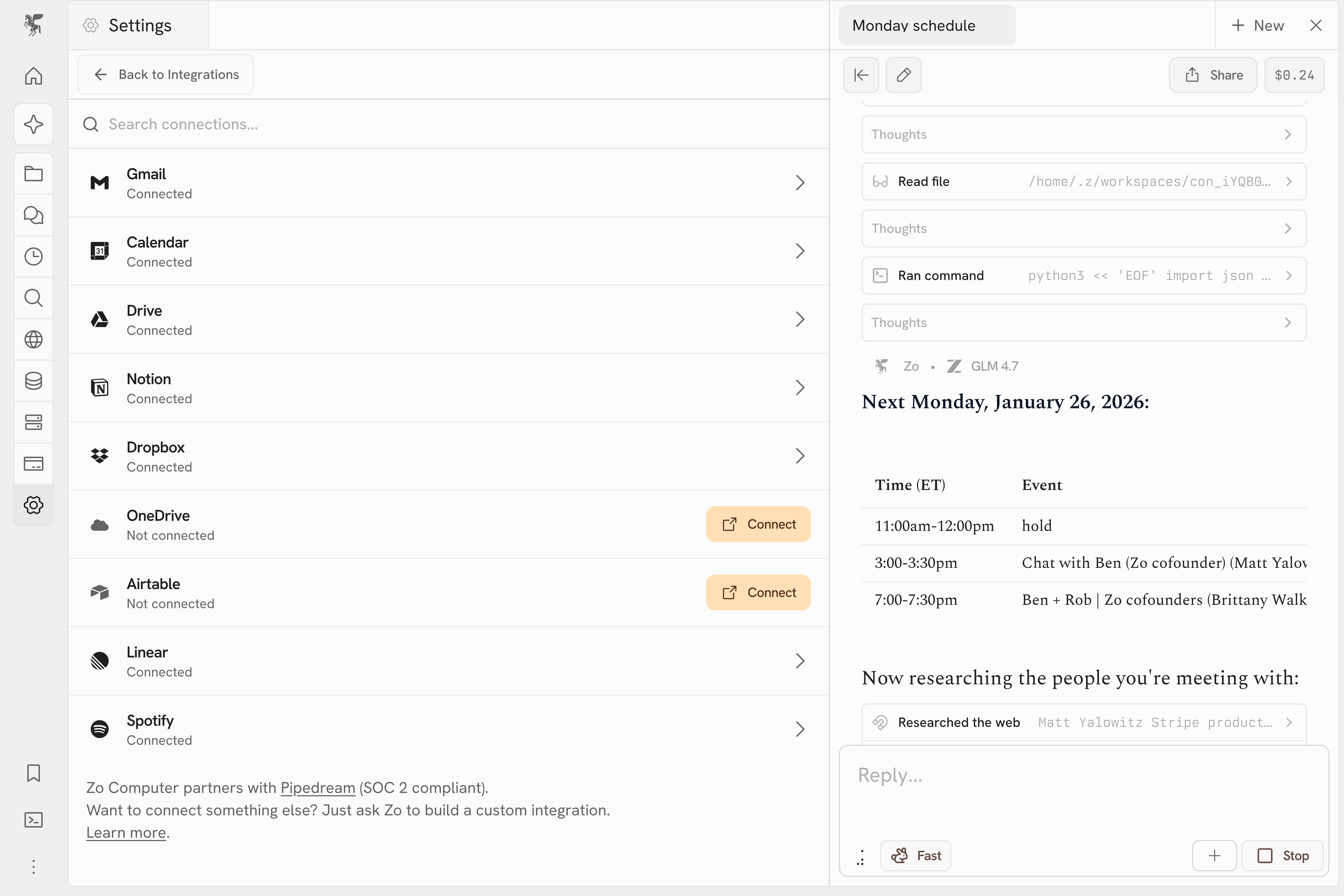 Zo using Google Calendar