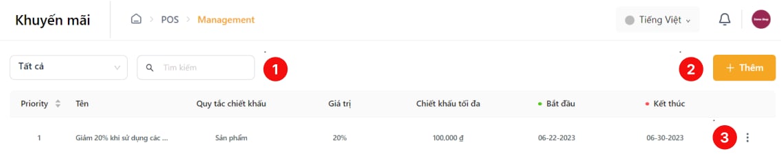 Cấu hình khuyến mãi chi tiết