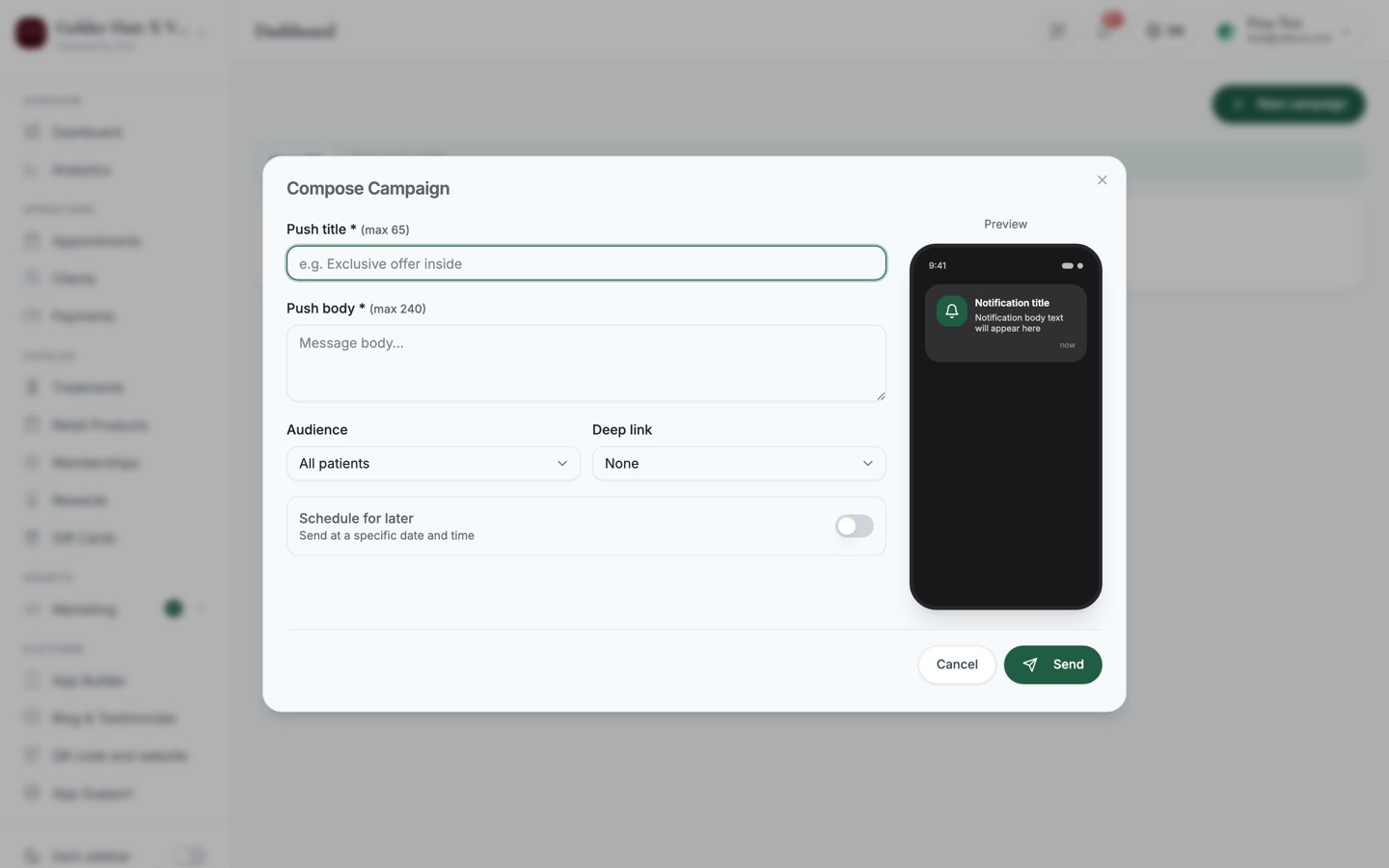 Compose Campaign dialog