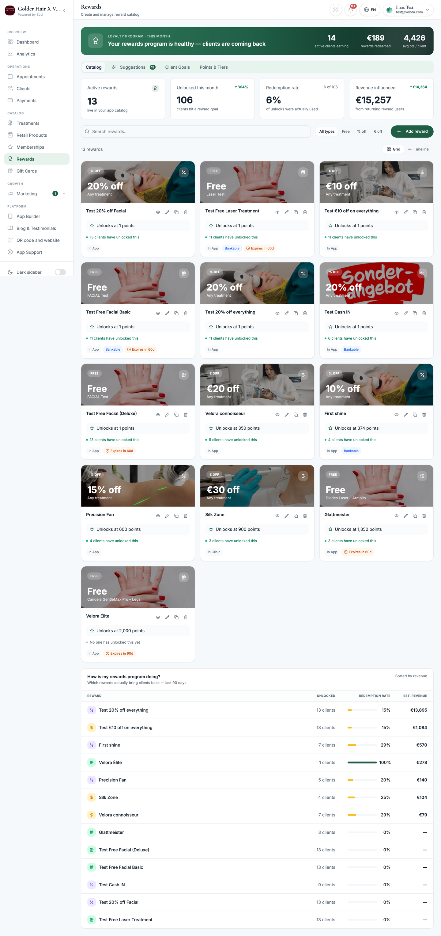 Rewards page