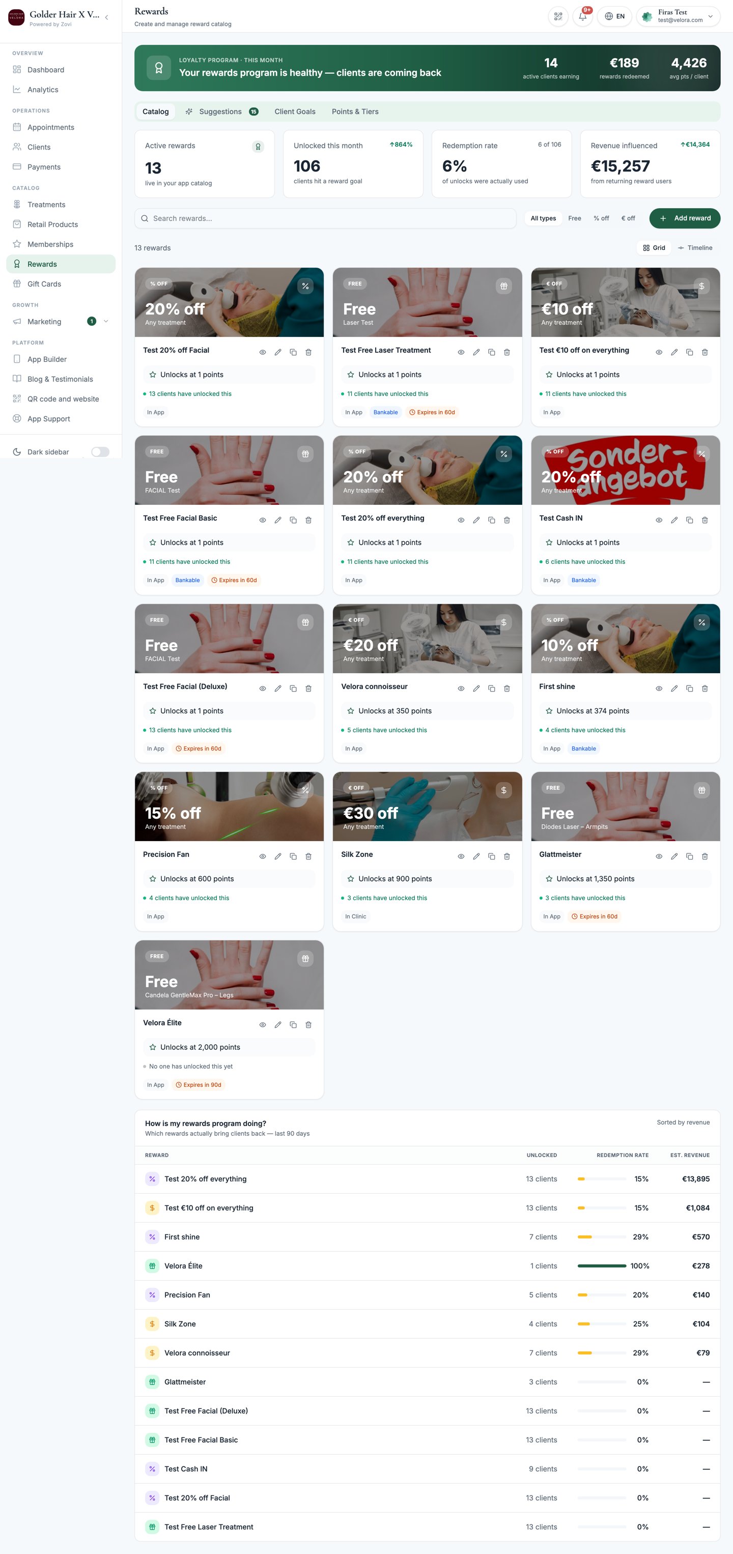 Rewards page