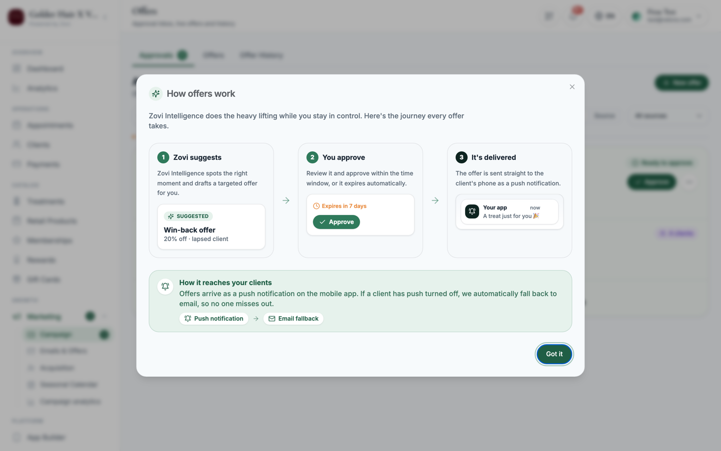 Offer approvals inbox