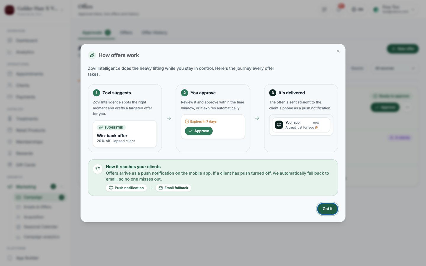 Offer approvals inbox