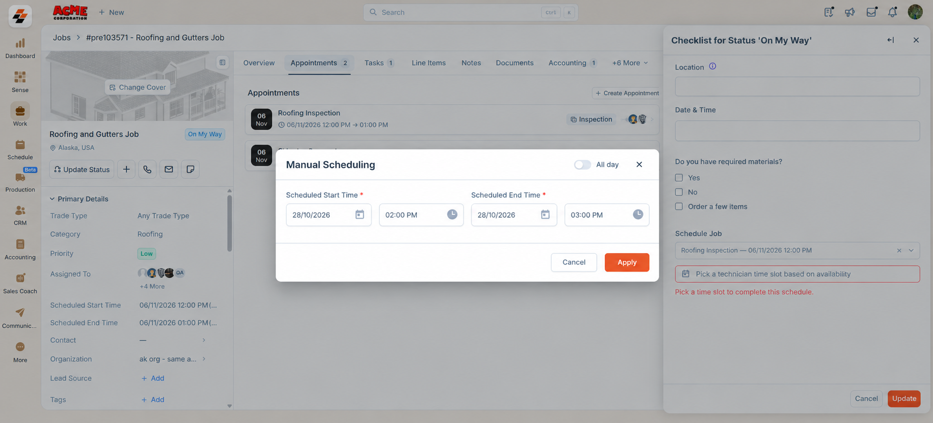 Selecting Appointment Schedule 1