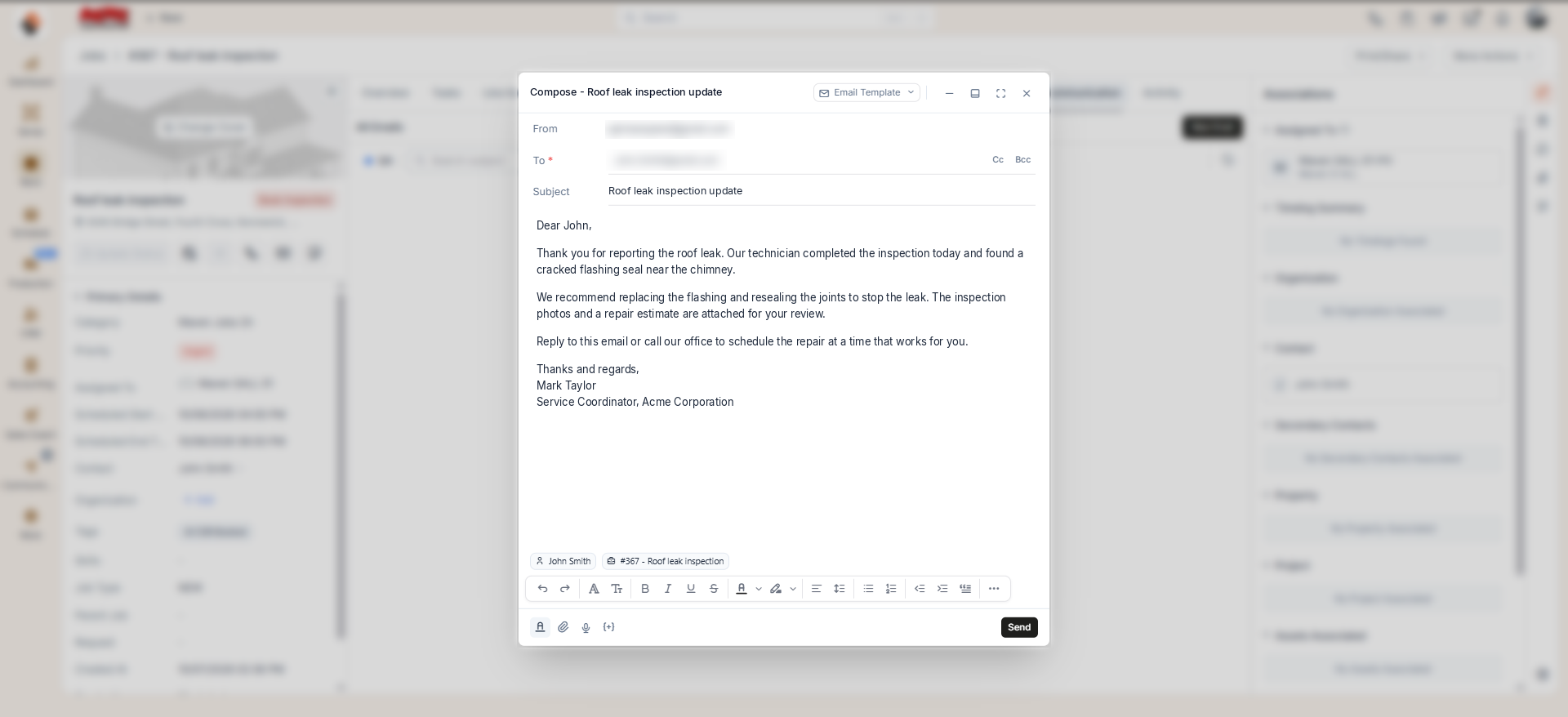 Compose Email From Job