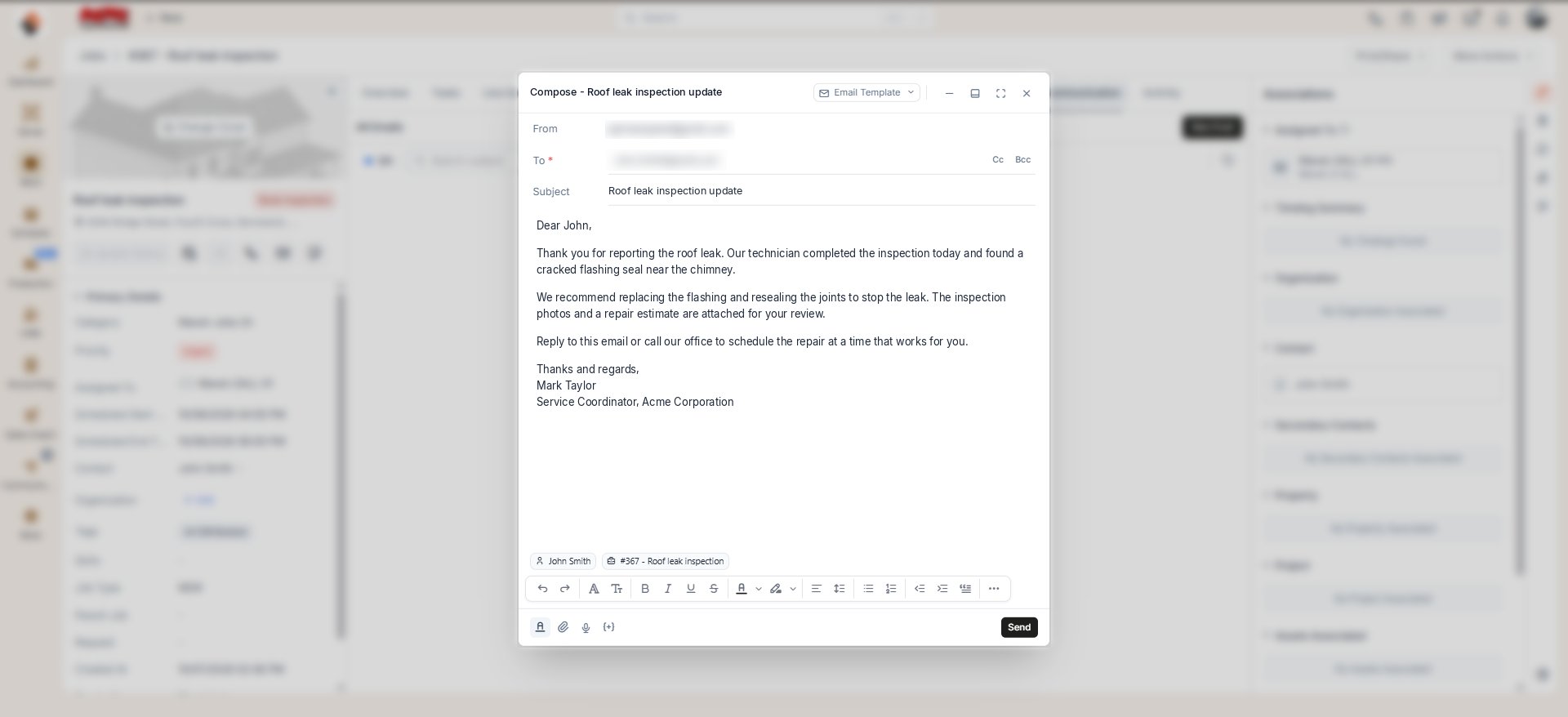 Compose Email From Job