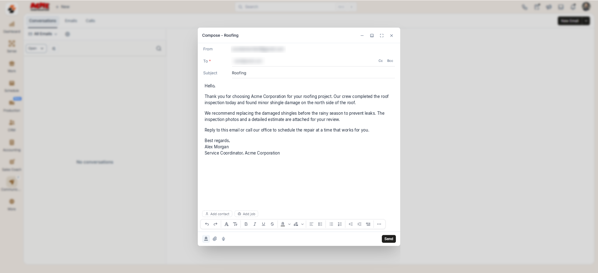 Compose Email Roofing