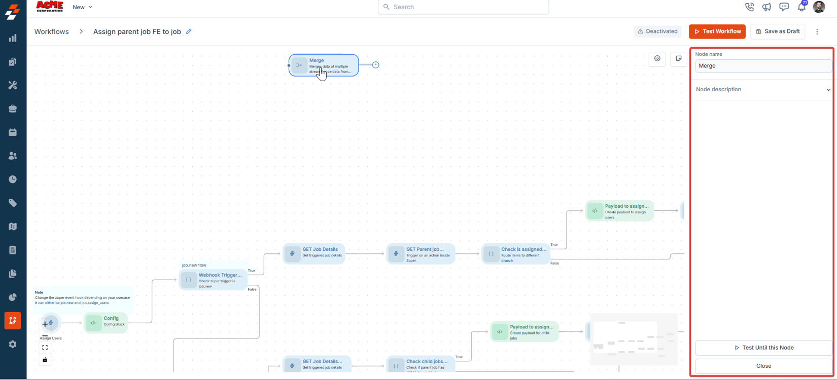 Workflow Builder Nodes - Zuper