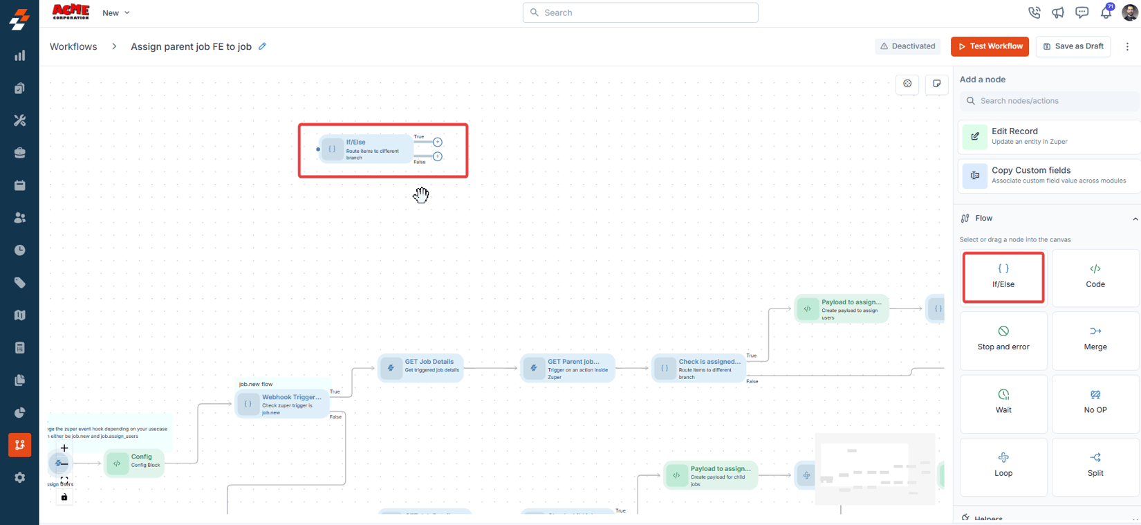 Workflow Builder Nodes - Zuper