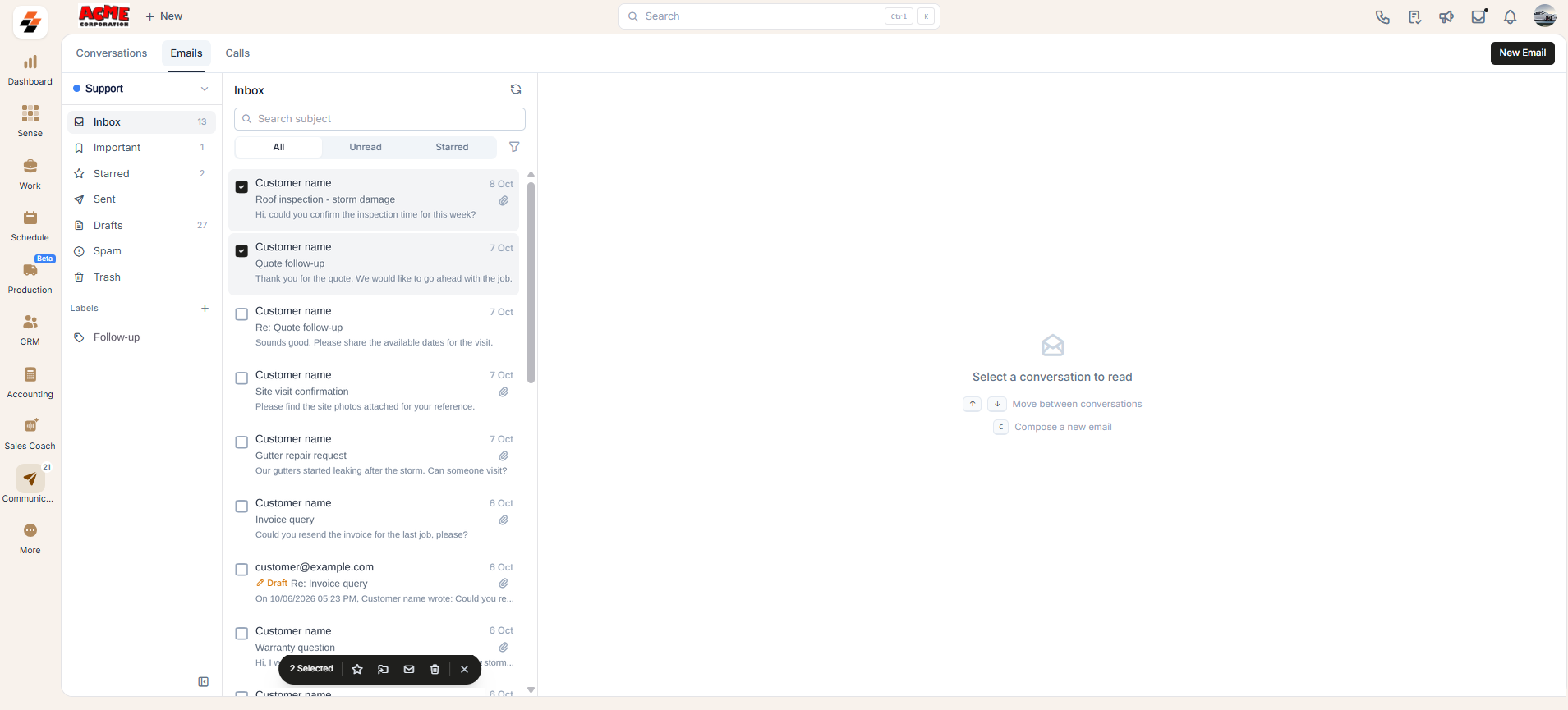 Emails Bulk Select