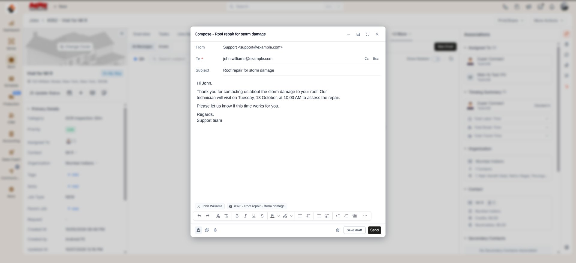 Job Email Compose Job Email Compose
