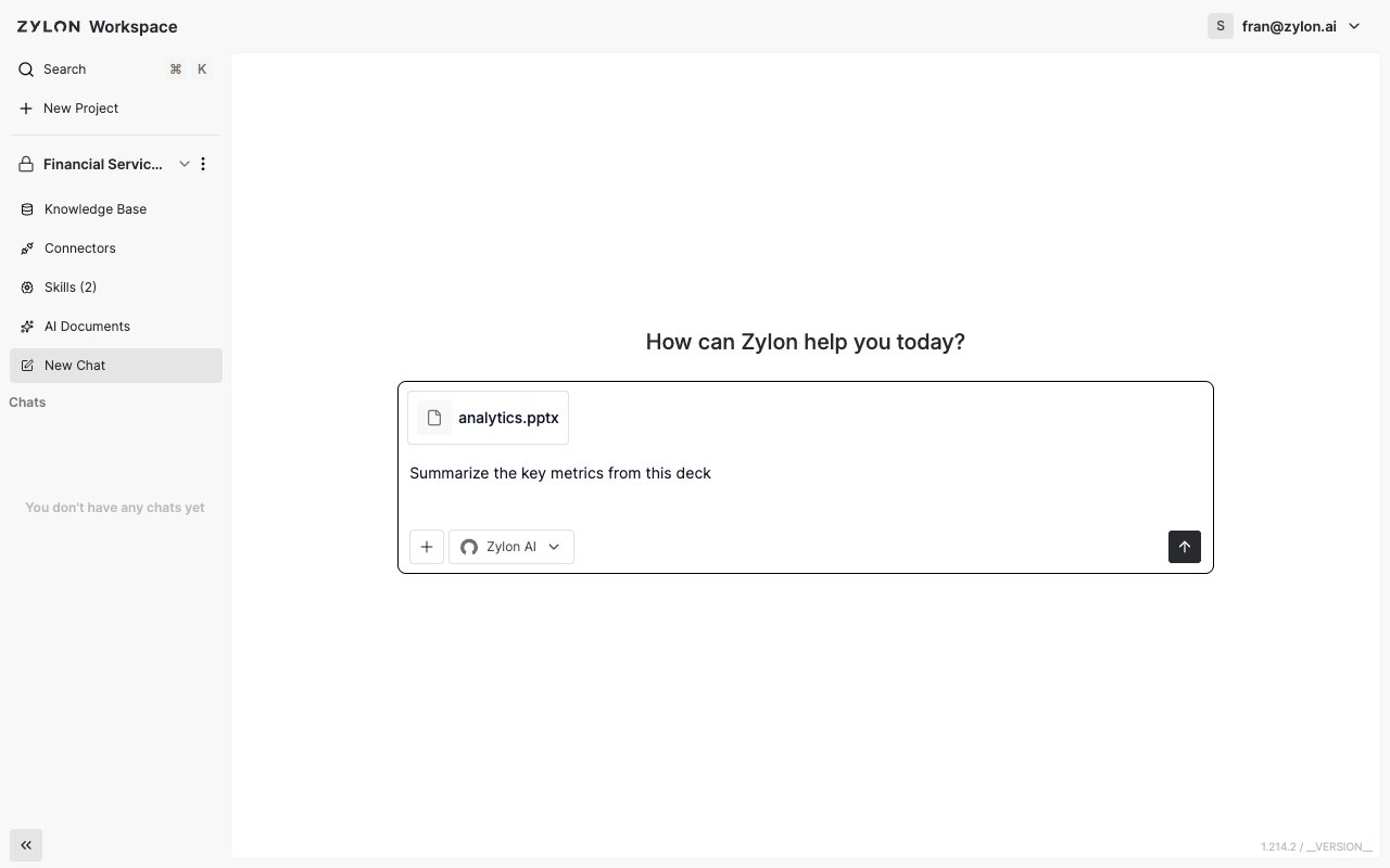 Un archivo adjuntado y listo para enviar con un mensaje de chat