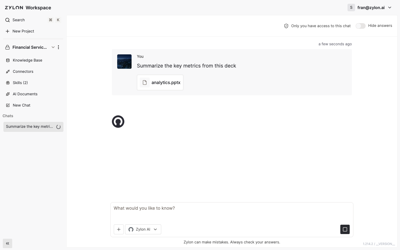 Un mensaje de chat enviado mostrando el archivo adjunto