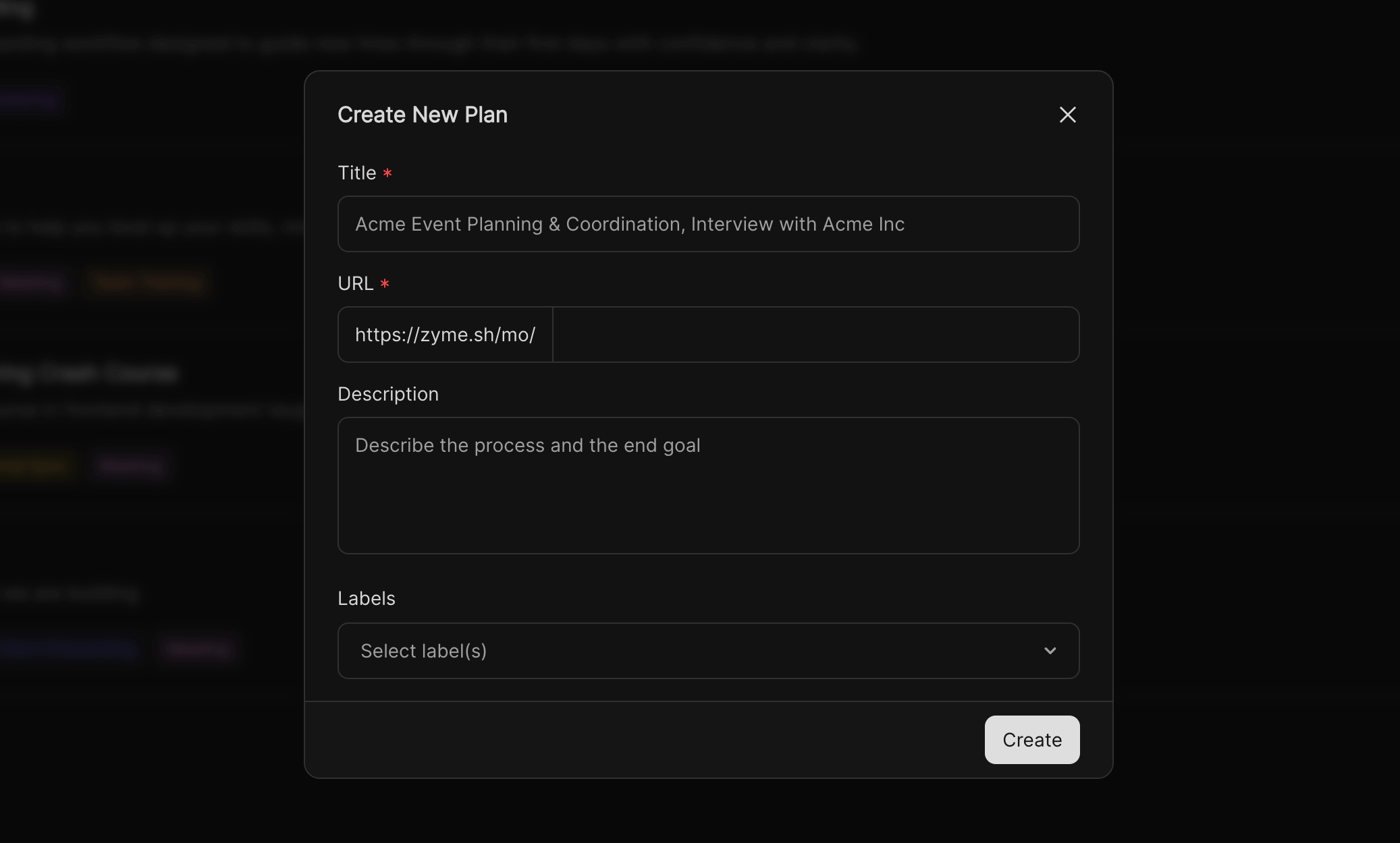 Create Workflow Modal