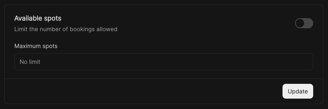 Workflow Preferences - Available Spots