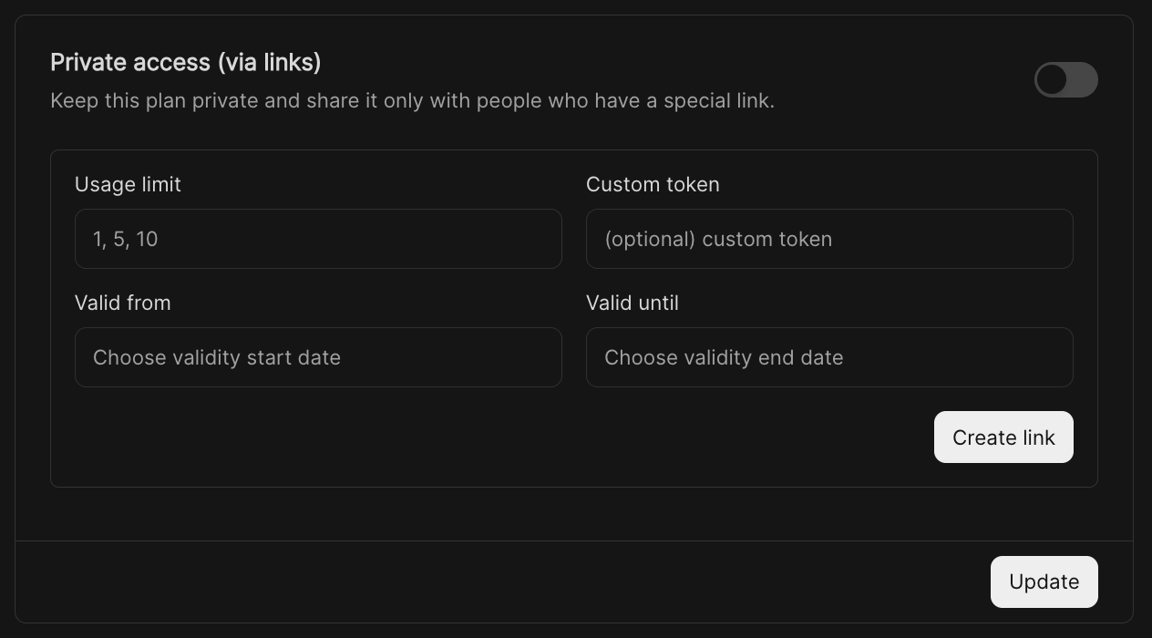 Workflow Preferences - Private Access