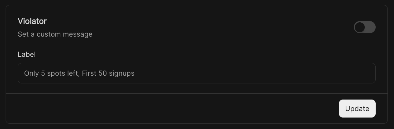 Workflow Preferences - Violator