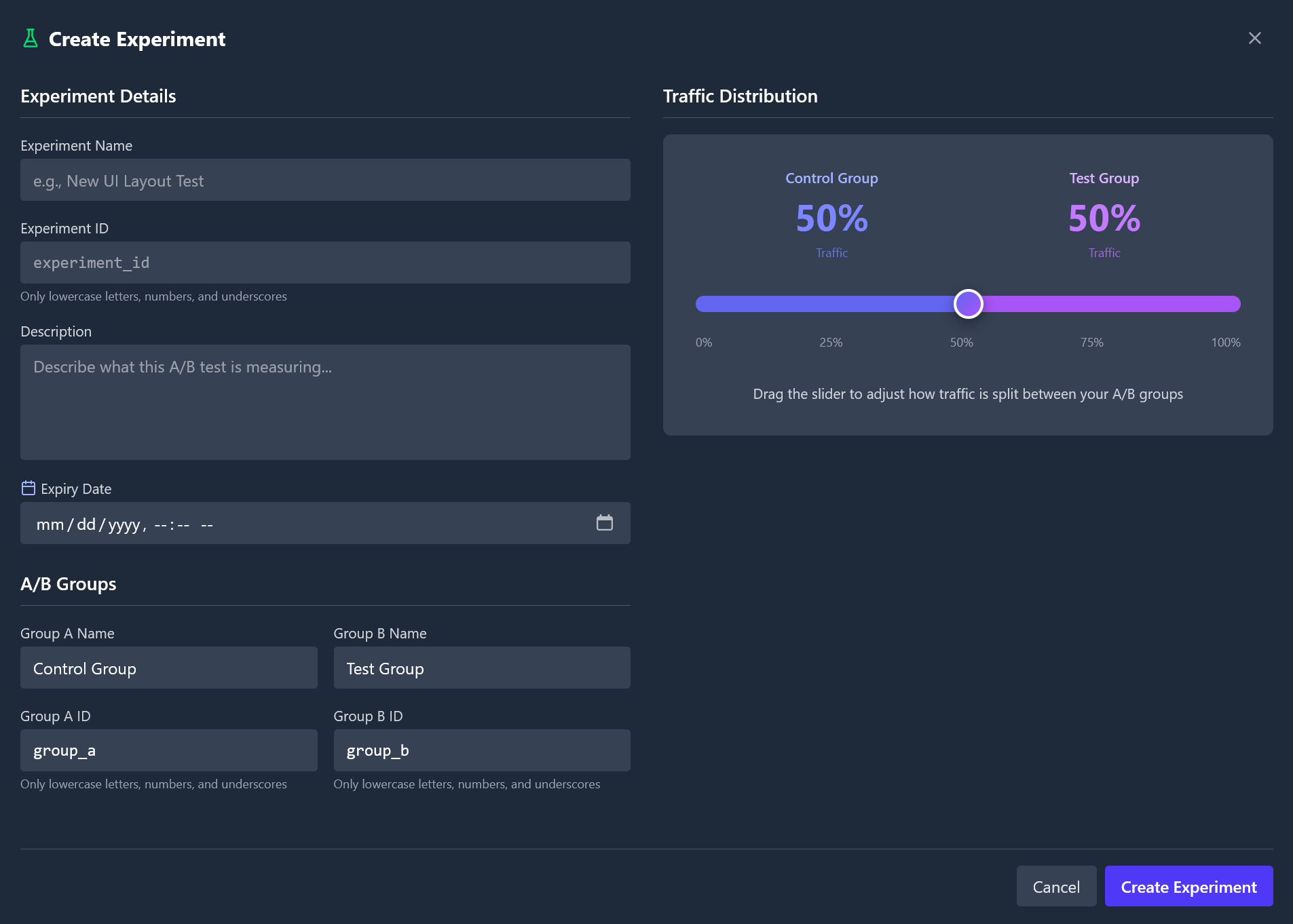 Create Experiment Modal